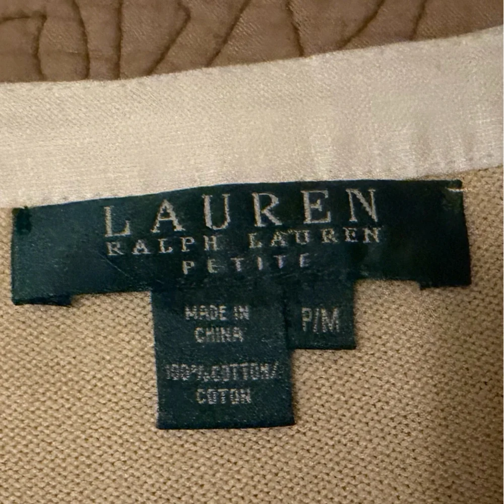 Lauren Ralph Lauren Beige Cream Chanel Style Cotton Cardigan Sweater, Size PM
